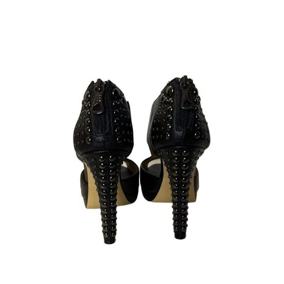 BCBG MaxAzria Leather ILMA Studded Heels Peep Toe - Picture 3 of 13